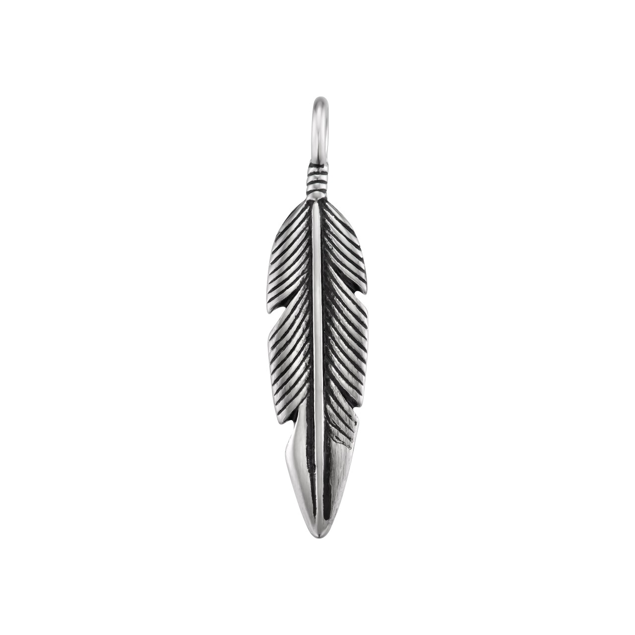 Magnetic pendant with feather motif in a used look