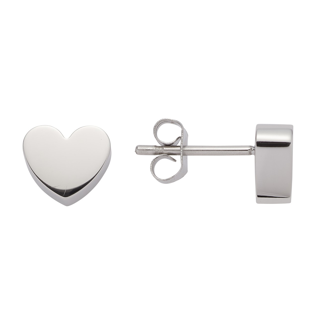 Stainless-steel heart-shaped ear studs