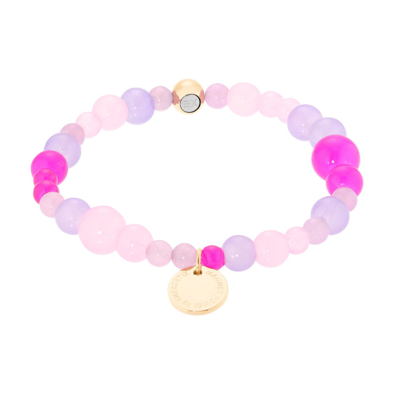 Colourful bracelet with gold-coloured magnetic sphere