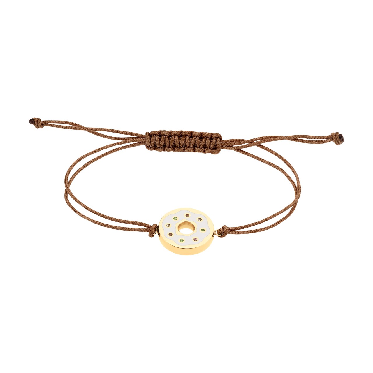 Textile bracelet with golden donut motif