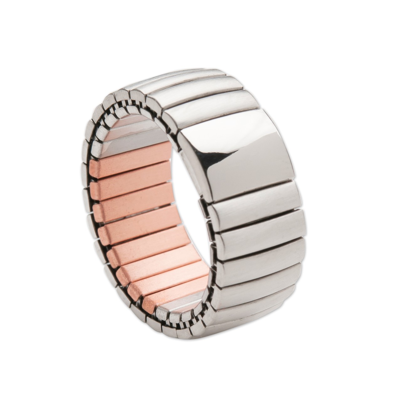 Flexible ring made from stainless steel with copper