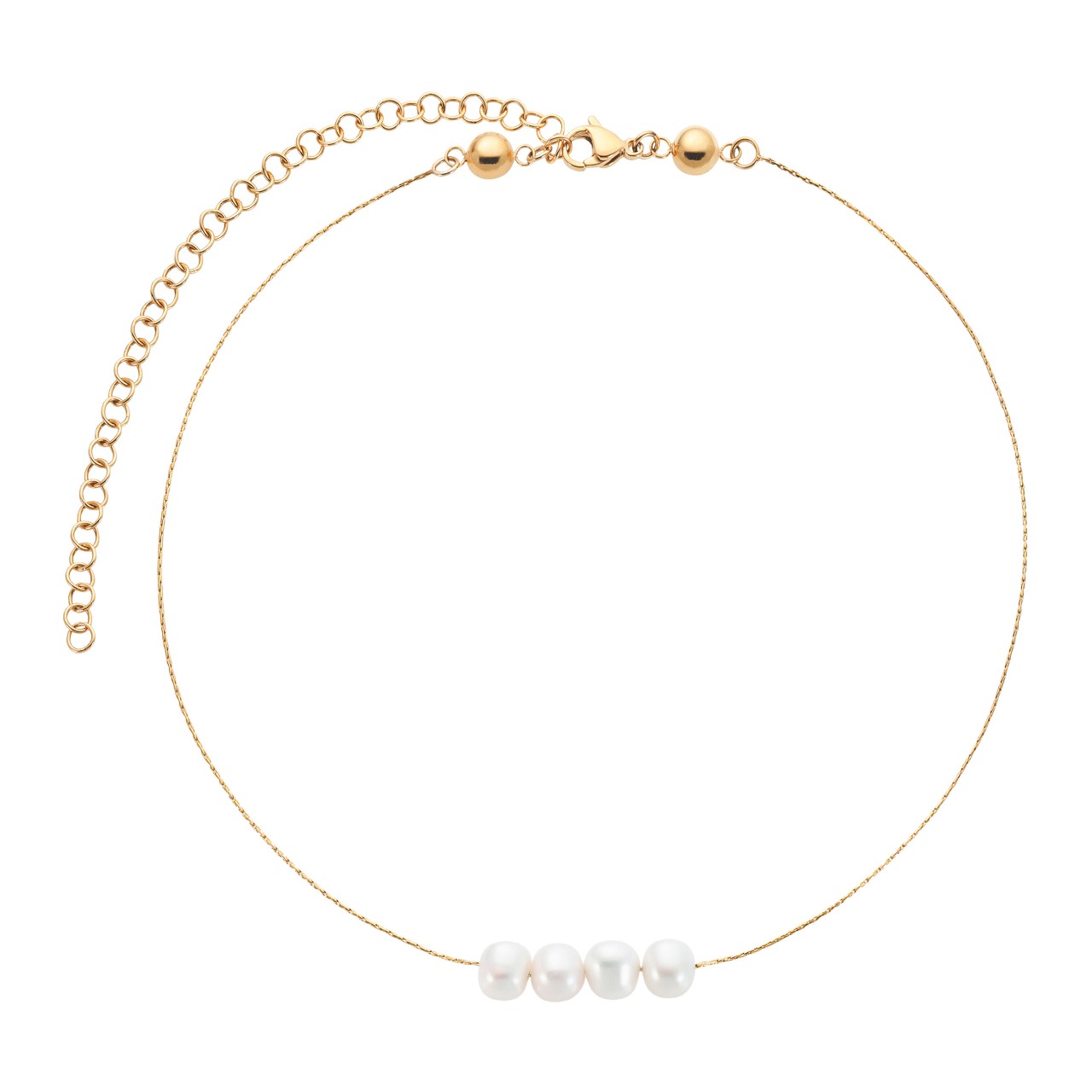 Delicate gold-coloured necklace with freshwater pearls