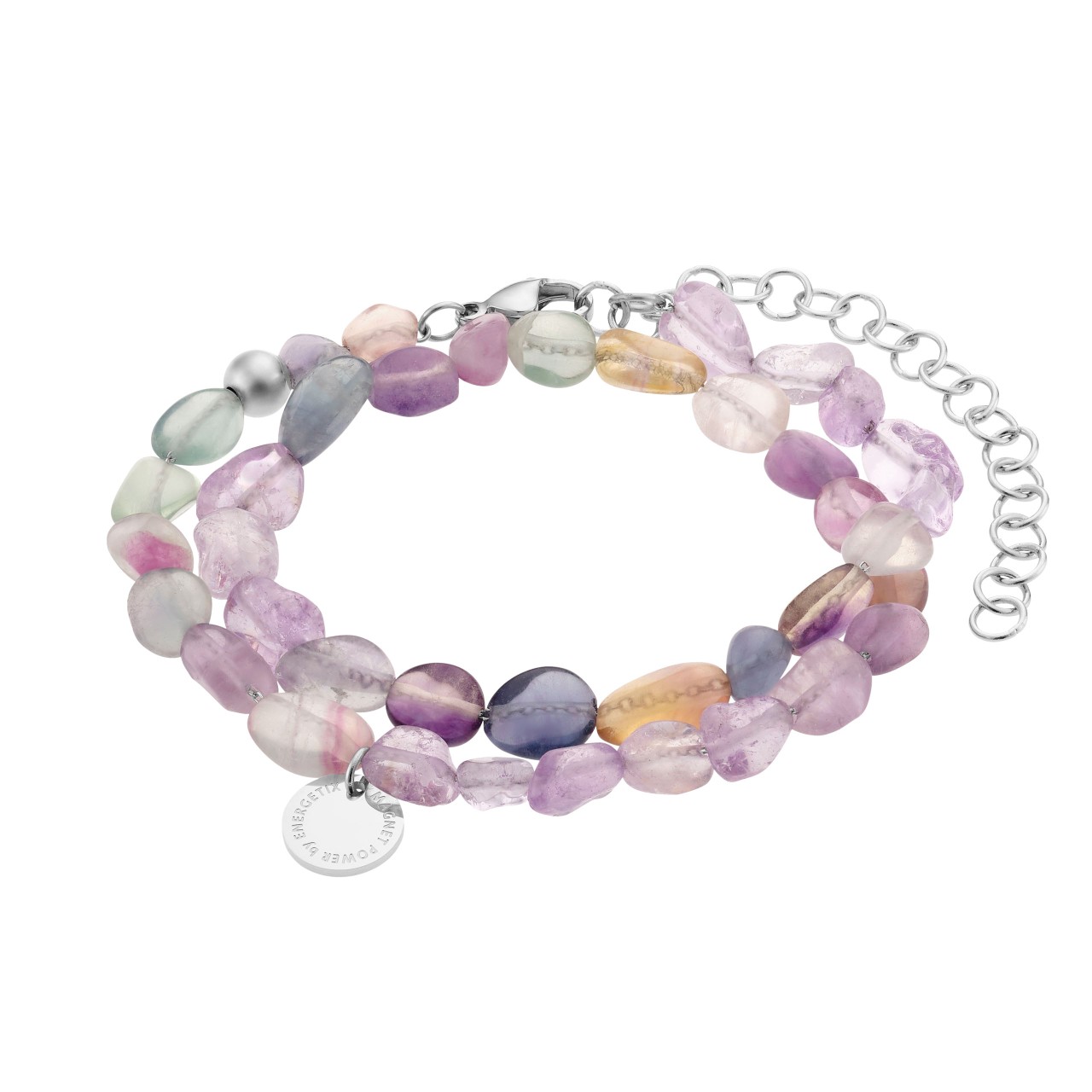 Magnetic gemstone bracelet with small plaque