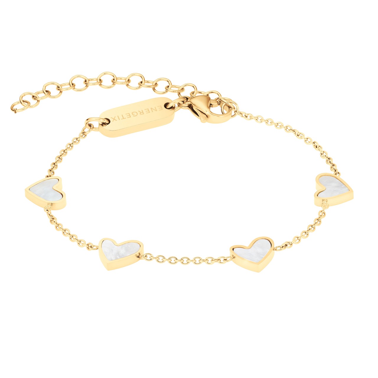 Gold-coloured heart bracelet with mother-of-pearl